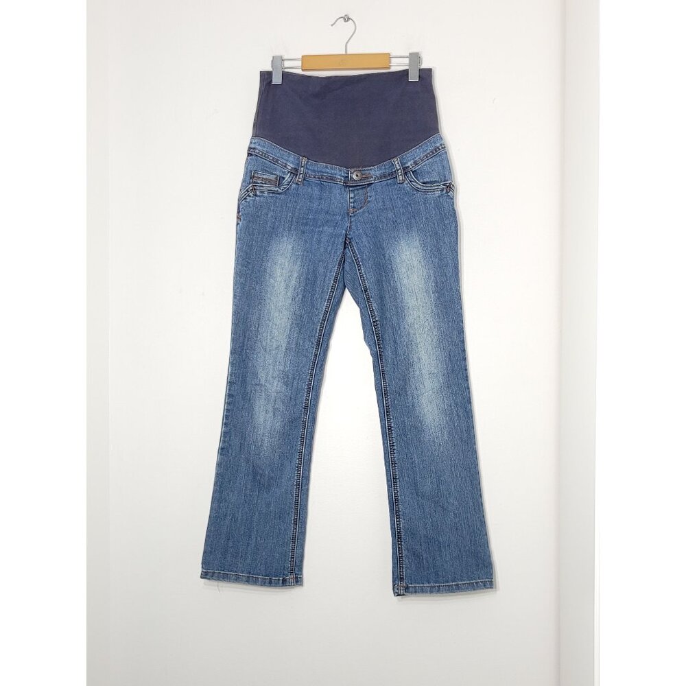 Thyme Maternity Women's Blue Cotton Blend Belly Pregnancy Stretch Jeans Sz Small